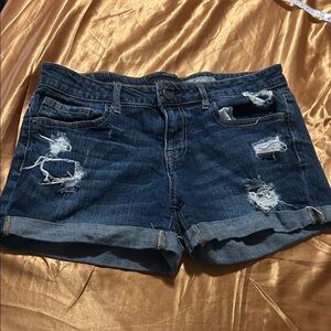 Aeropostale Navy Distressed Jean Shorts